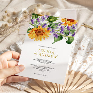 Convite de Casamento Girassóis & Lavanda