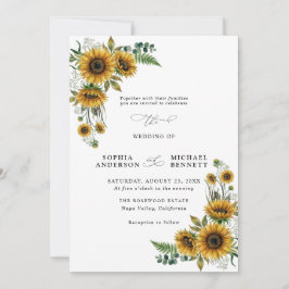 Convite de Casamento Girassóis Rústicos