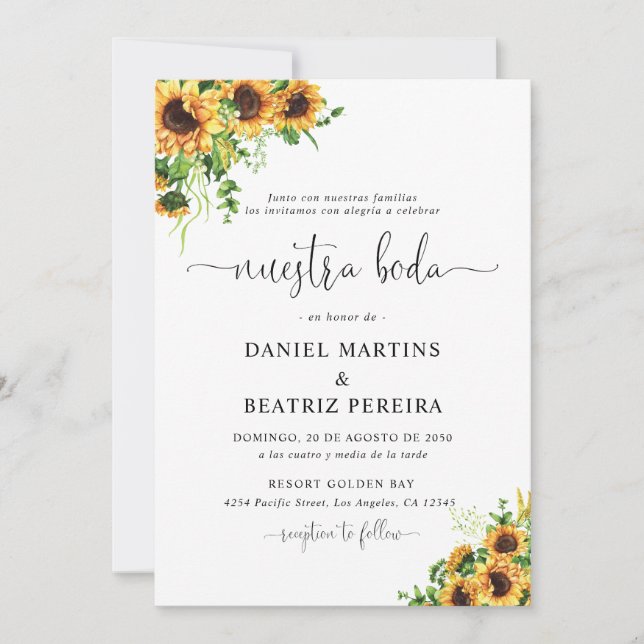 Convite de Casamento Girassol (Frente)