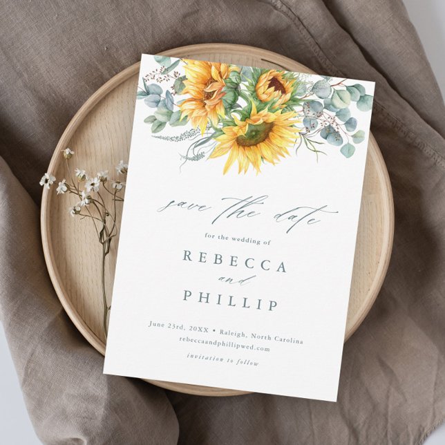 Convite de Casamento Girassol Rústico com Eucalipt (Criador carregado)