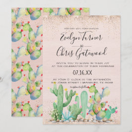 Convite de Casamento Glam Cactus Fiesta