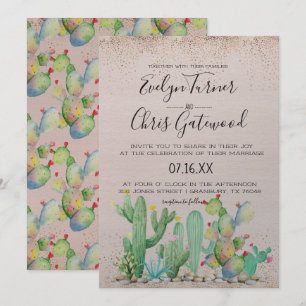 Convite De Casamento Glam Cactus Fiesta