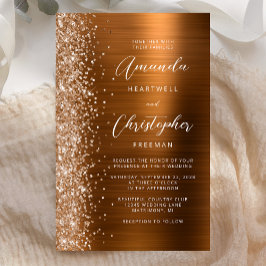 Convite de Casamento Glam Cobre Econômico