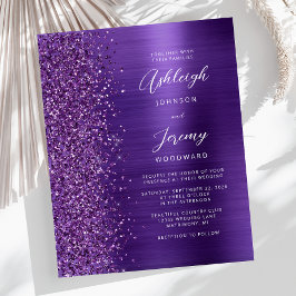 Convite de Casamento Glam Glitter Roxo Orçamento