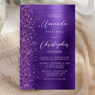 Convite de Casamento Glam Purple Brilhante no Orça