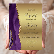 Convite de Casamento Glamouroso com Ágata Dourada 
