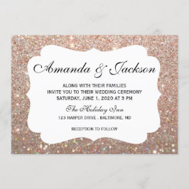 Convite De Casamento - Glit Fab Dois - Rosa Dourad