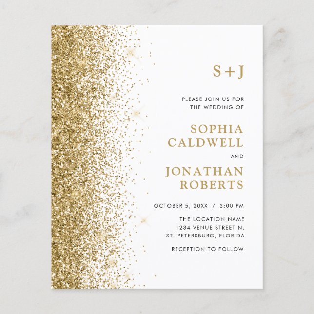 Convite de casamento Glitter de Orçamento Tudo em  (Frente)