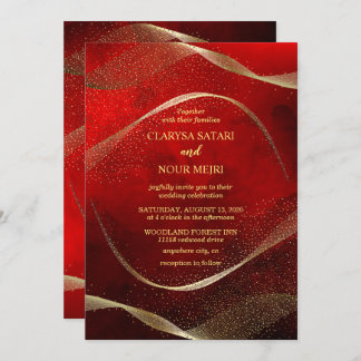 Convite de casamento glitter dourado rosa chic