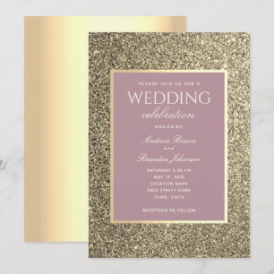 Convite de Casamento Glitter Gold e Dusty Rose