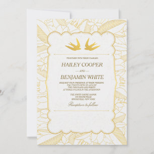 Convite de Casamento Gold Flora Bliss