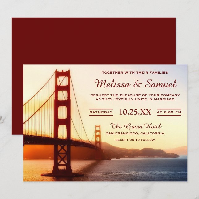 Convite de casamento Golden Gate Bridge (Frente/Verso)