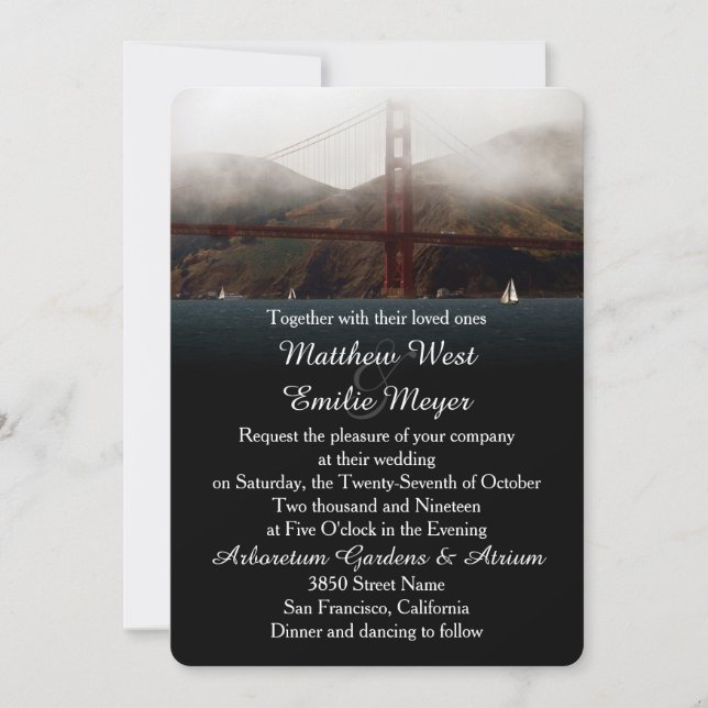 Convite de Casamento Golden Gate São Francisco (Frente)