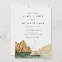 Convite de Casamento Golden Hour Capri Sailboat na