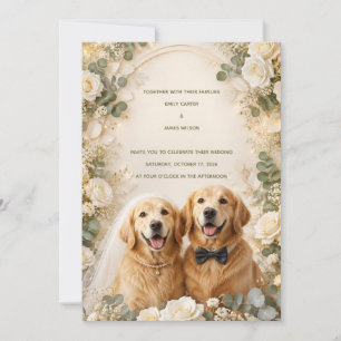 Convite de Casamento Golden Retriever Elegante 3