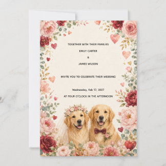 Convite de Casamento Golden Retriever | Romântico