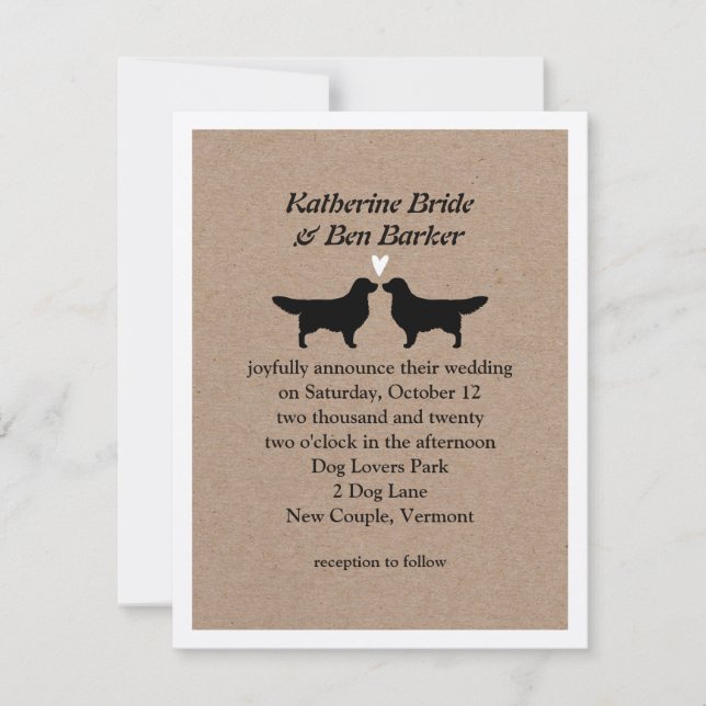 Convite de Casamento Golden Retrievers (Frente)