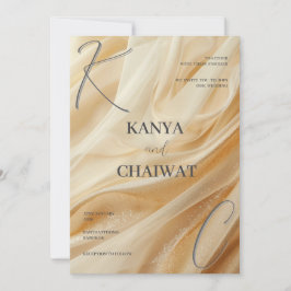 Convite de Casamento Golden Satin Luxe | Sparkle C
