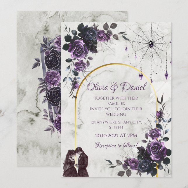 Convite de Casamento Gótico (Frente/Verso)