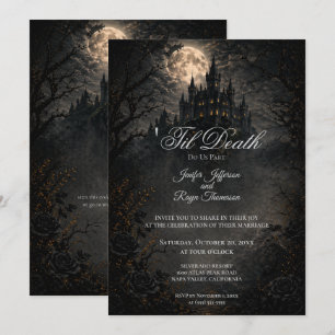Convite de casamento gótico castelo assombrado vin