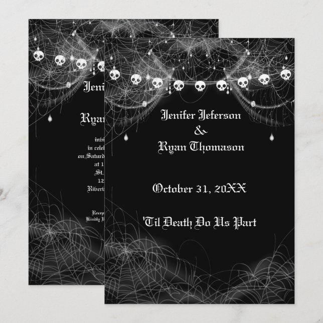 Convite de casamento gótico de Halloween (Frente/Verso)