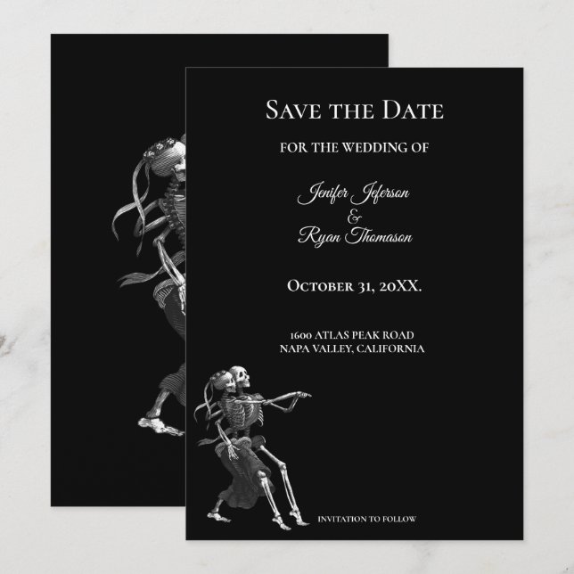 Convite de casamento gótico de Halloween para salv (Frente/Verso)