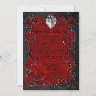 Convite de casamento gótico de Halloween vermelho