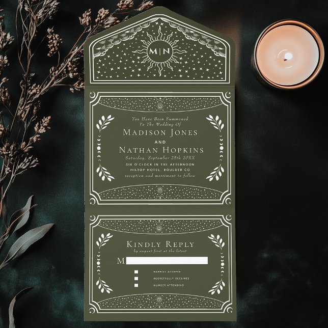 Convite de casamento Gótico do Cartão de Tarô de O (Criador carregado)