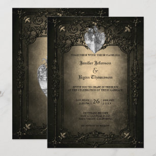Convite de casamento gótico elegante de halloween