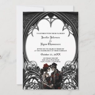 Convite de casamento gótico elegante de halloween