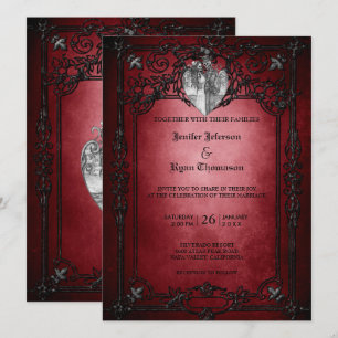 Convite de casamento gótico elegante de halloween