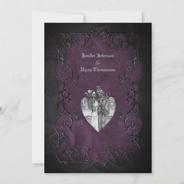 Convite de casamento gótico elegante de halloween (Verso)
