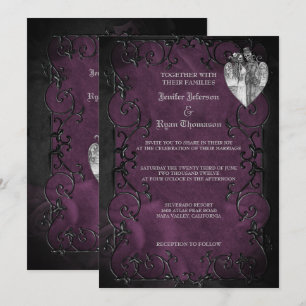Convite de casamento gótico elegante de halloween
