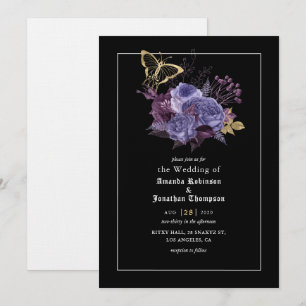 Convite de casamento gótico Floral Halloween