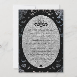 Convite de casamento Gótico  Oval Rico Black Dama