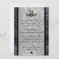 Convite de casamento Gótico  Oval Rico Black Damas