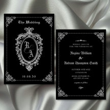 Convite de casamento gótico preto clássico