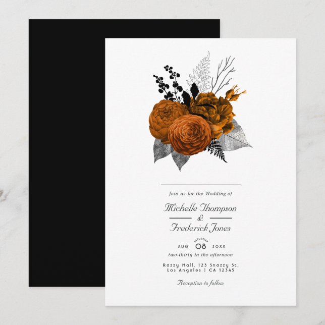 Convite de Casamento Gótico Vintage (Frente/Verso)