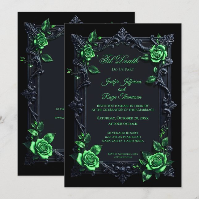 Convite de casamento gótico vintage elegante (Frente/Verso)