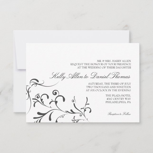 Convite de casamento| Graça Floral|wb (Frente)