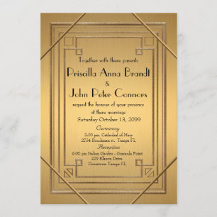 Convite de casamento, Grande Gatsby, dourado e dou