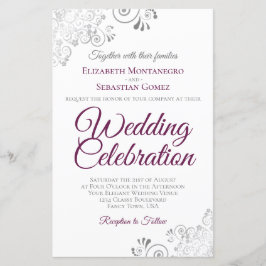 Convite de Casamento Grande Orçamento Magenta em B