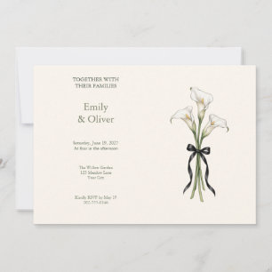 Convite de Casamento Gravata Preta Lírio de Calla