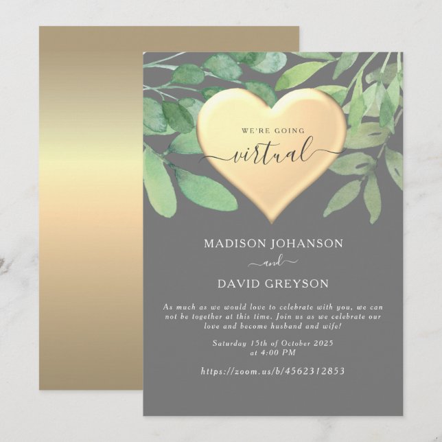 Convite de Casamento Gray Zoom (Frente/Verso)