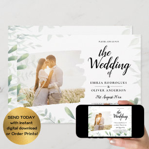 Convite de casamento GREENERY de sobreposição de f