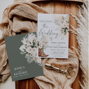 Convite de Casamento Greenery Western Boho
