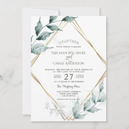 Convite De Casamento | Grelha Verde Cinzenta