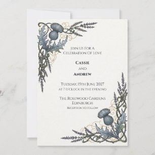 Convite de Casamento Grey Celtic Thistle