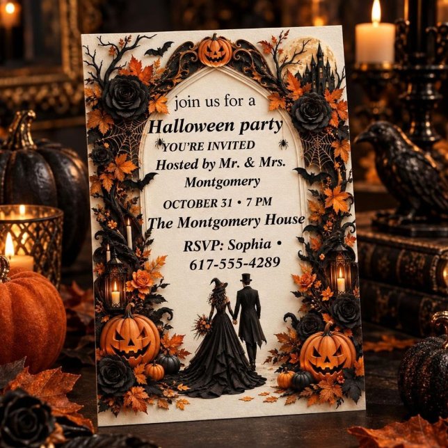 Convite de Casamento Halloween Gótico (Criador carregado)