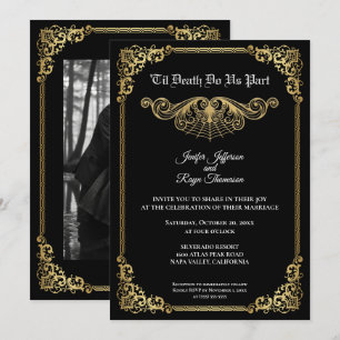 Convite de casamento Halloween gótico elegante dou